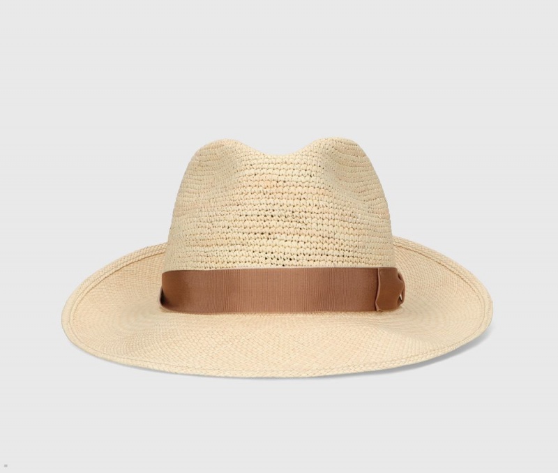 Chapeaux De Paille Borsalino Amedeo Panama Semi-Crochet With Twisted Hat Band Marron | IIG-23830315