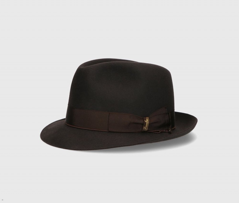 Chapeau Feutre Borsalino Umberto Charlait Small Brim Marron Foncé | GCS-80857880