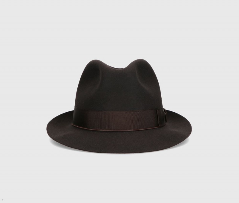 Chapeau Feutre Borsalino Umberto Charlait Small Brim Marron Foncé | GCS-80857880