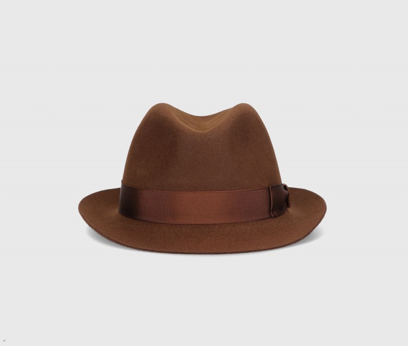 Chapeau Feutre Borsalino Trilby Brushed Small Brim Marron | WXO-06151268