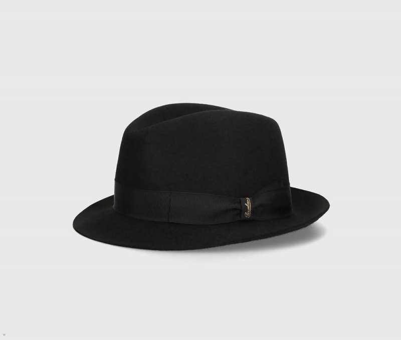 Chapeau Feutre Borsalino Trilby Brushed Small Brim Noir | LUB-07431307