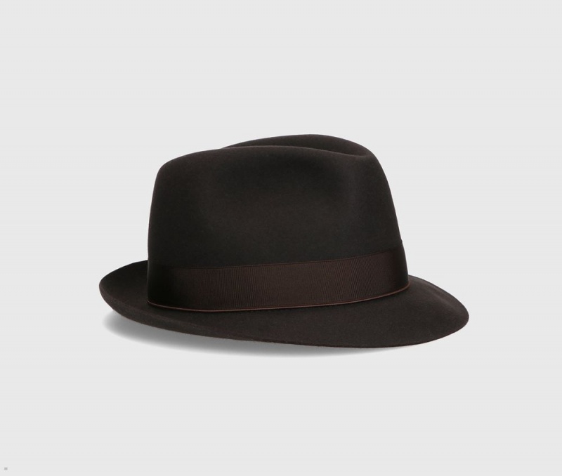 Chapeau Feutre Borsalino Umberto Charlait Small Brim Marron Foncé | GCS-80857880