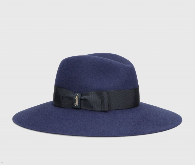 Chapeau Feutre Borsalino Sophie Brushed Bleu Marine | OEV-34081637