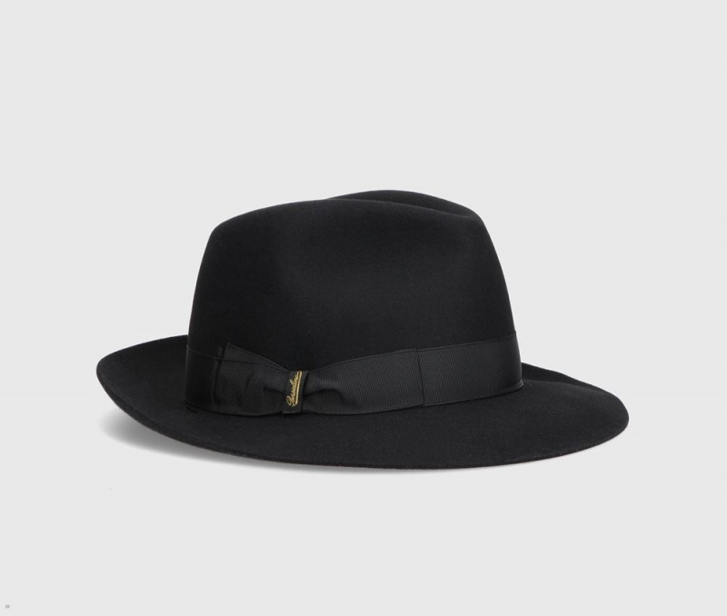 Chapeau Feutre Borsalino Monica Folar Medium Brim Noir | UYR-70774079