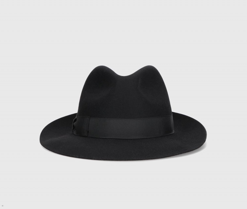 Chapeau Feutre Borsalino Monica Folar Medium Brim Noir | UYR-70774079