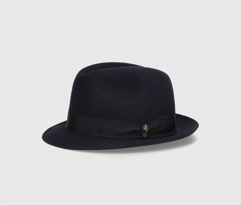 Chapeau Feutre Borsalino Giacomo Marengo Bleu Marine | GNC-12158966