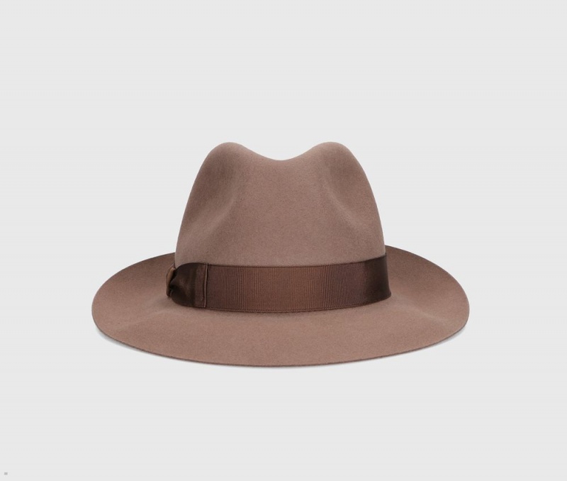 Chapeau Feutre Borsalino Monica Folar Medium Brim Marron | XZO-19483084