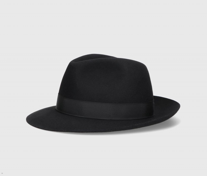 Chapeau Feutre Borsalino Monica Folar Medium Brim Noir | UYR-70774079