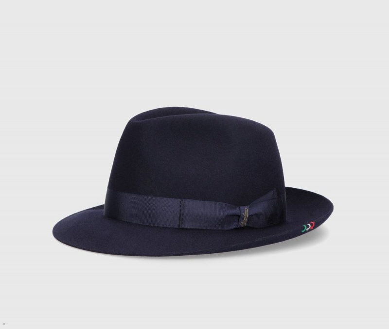 Chapeau Feutre Borsalino Flag Limited Edition Bleu Marine | RWY-82980092