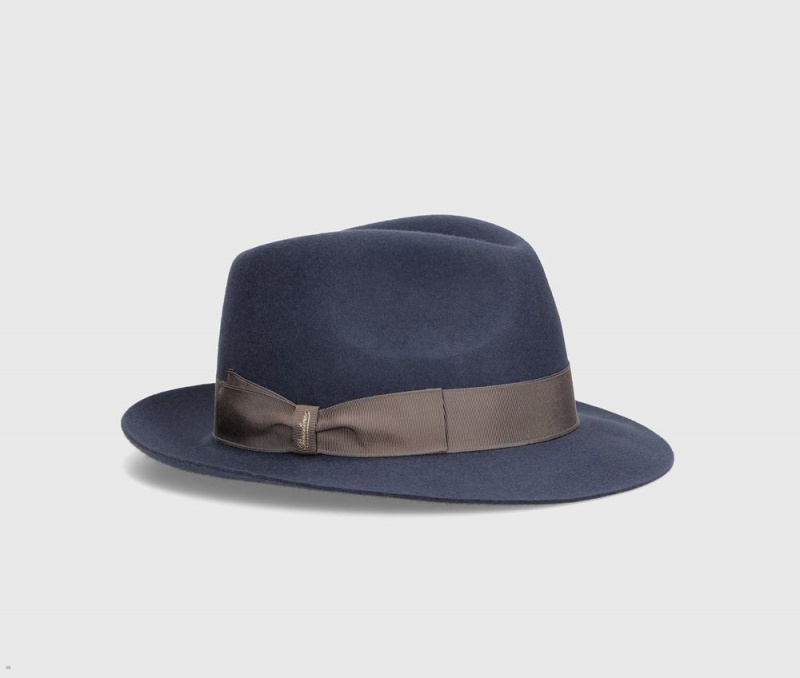 Chapeau Feutre Borsalino Fedora Brushed Marron | KFF-05895990