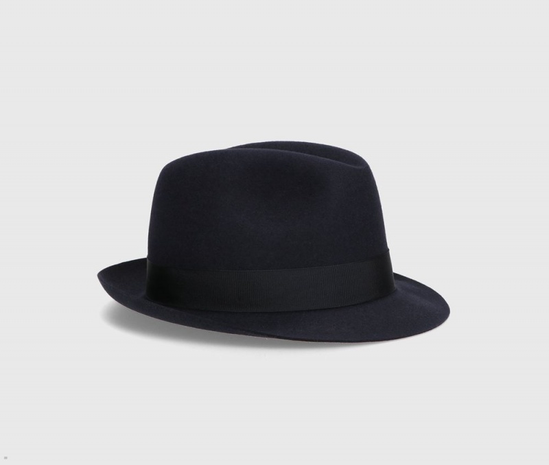 Chapeau Feutre Borsalino Giacomo Marengo Bleu Marine | GNC-12158966