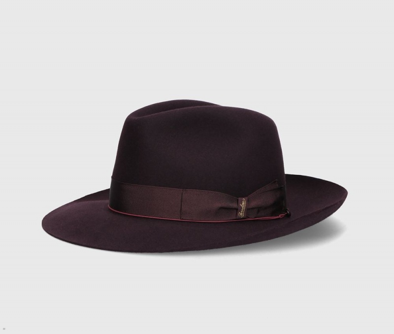 Chapeau Feutre Borsalino Folar Large Brim Bordeaux | MXJ-28090933