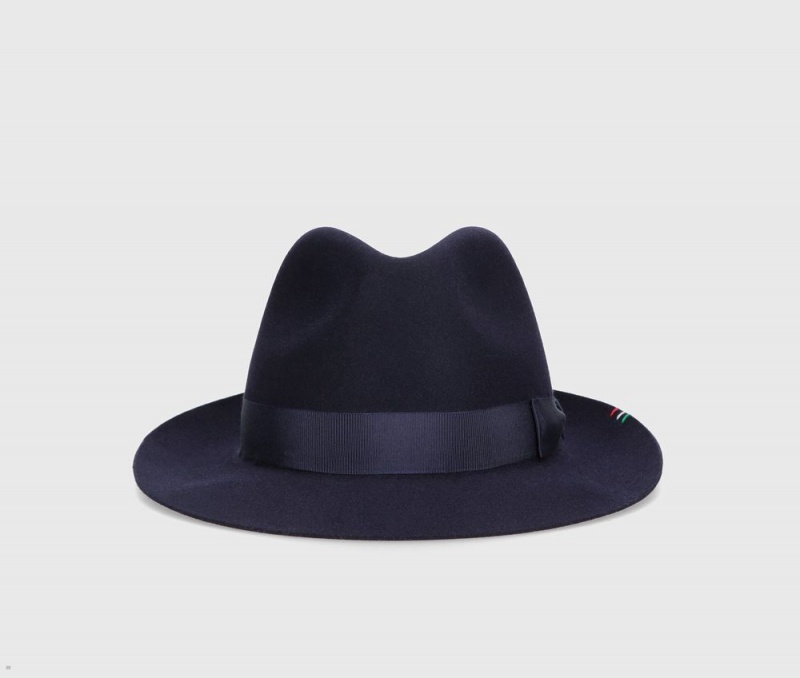 Chapeau Feutre Borsalino Flag Limited Edition Bleu Marine | RWY-82980092