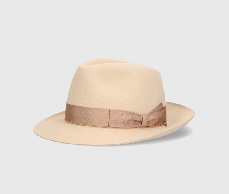 Chapeau Feutre Borsalino Federico Anello Medium Brim Marron | QEZ-55372094