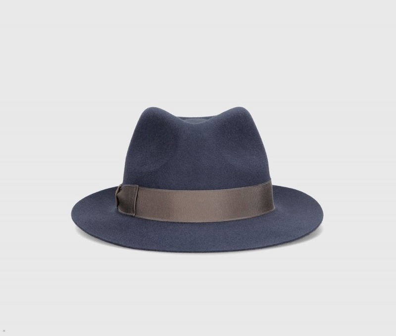 Chapeau Feutre Borsalino Fedora Brushed Marron | KFF-05895990