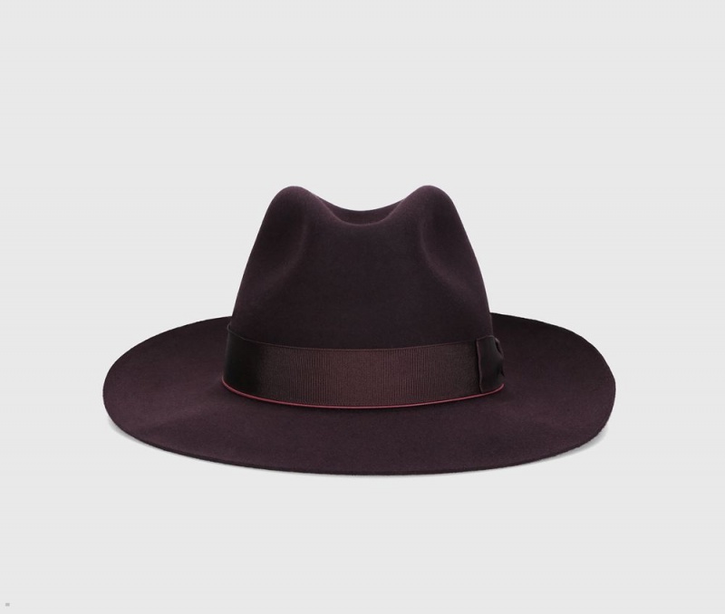 Chapeau Feutre Borsalino Folar Large Brim Bordeaux | MXJ-28090933