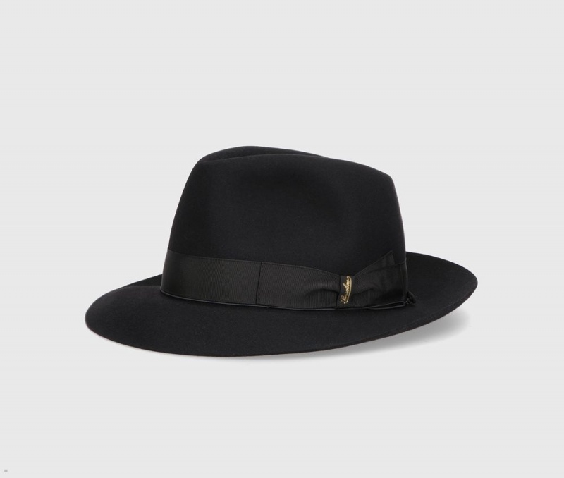 Chapeau Feutre Borsalino Federico Anello Medium Brim Noir | VNN-13021703