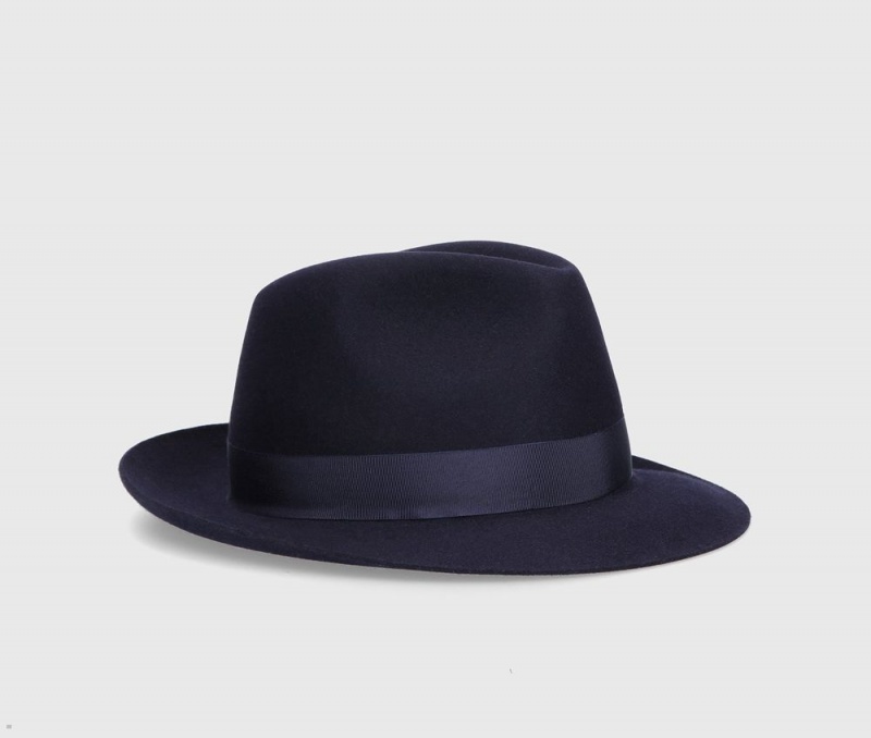 Chapeau Feutre Borsalino Flag Limited Edition Bleu Marine | RWY-82980092