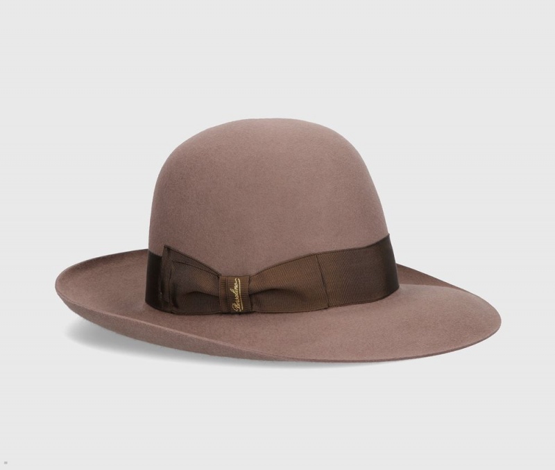 Chapeau Feutre Borsalino Eleonora Folar Large Brim Marron | OXU-57212373