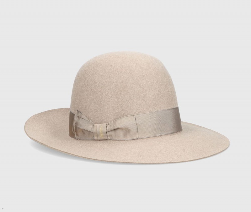 Chapeau Feutre Borsalino Eleonora Folar Large Brim Beige | MGC-64060777