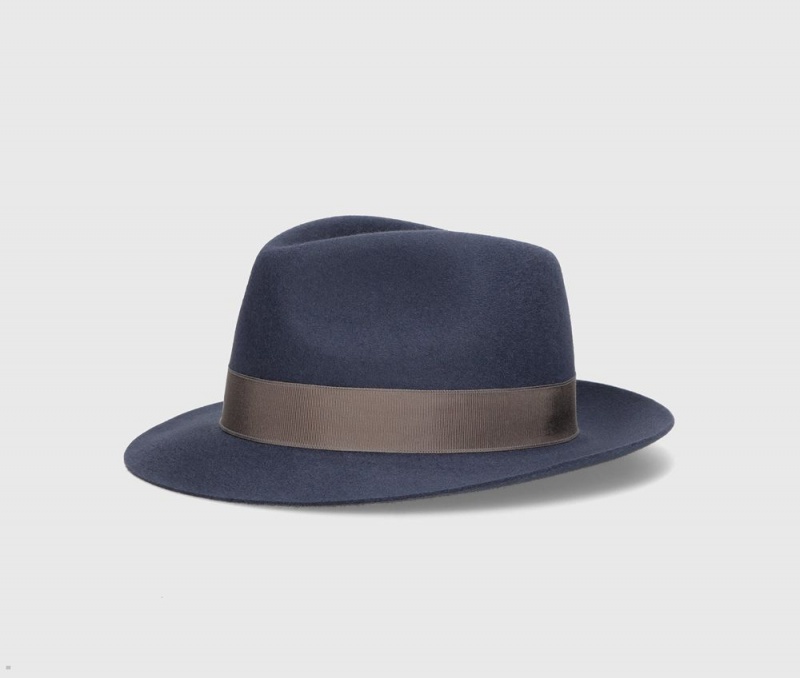 Chapeau Feutre Borsalino Fedora Brushed Marron | KFF-05895990