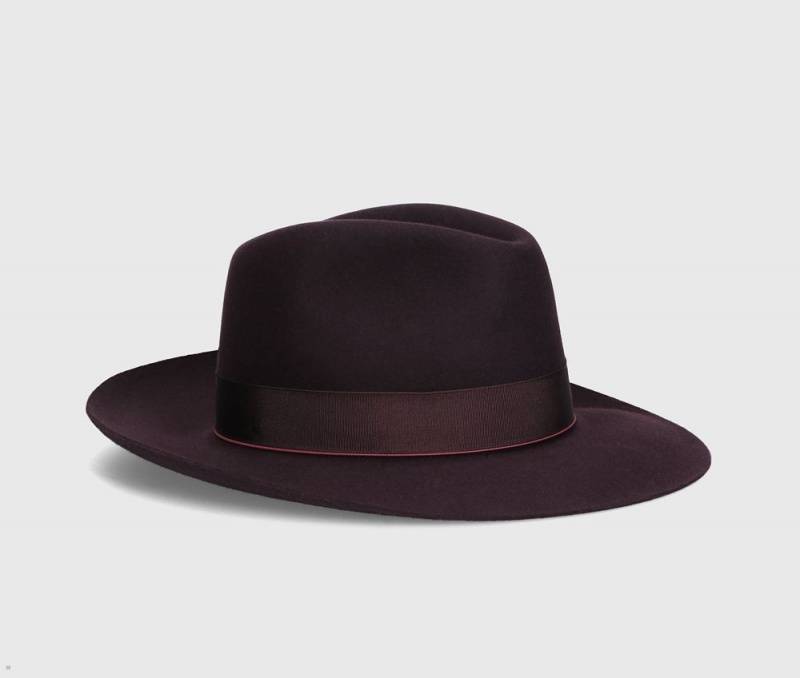 Chapeau Feutre Borsalino Folar Large Brim Bordeaux | MXJ-28090933