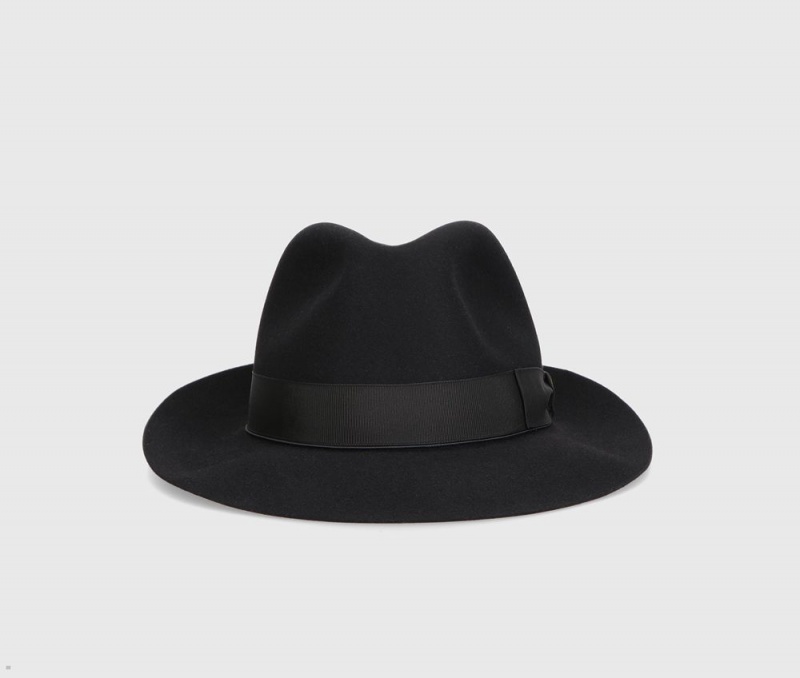 Chapeau Feutre Borsalino Federico Anello Medium Brim Noir | VNN-13021703