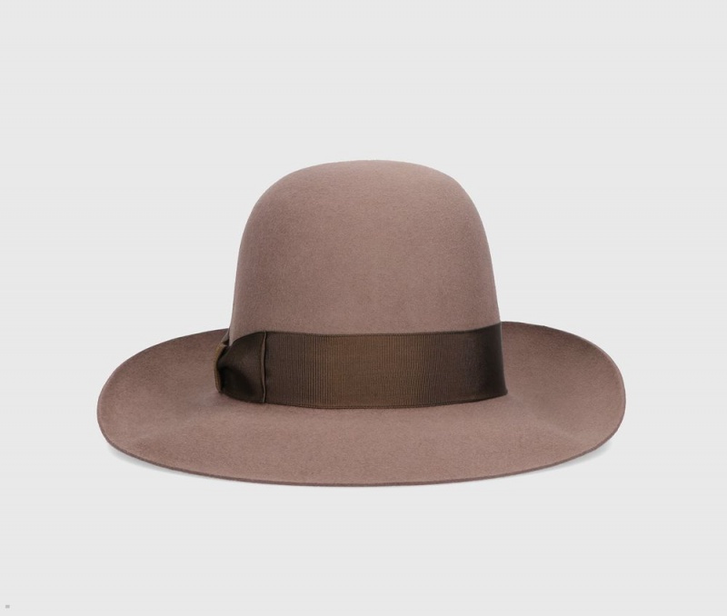 Chapeau Feutre Borsalino Eleonora Folar Large Brim Marron | OXU-57212373