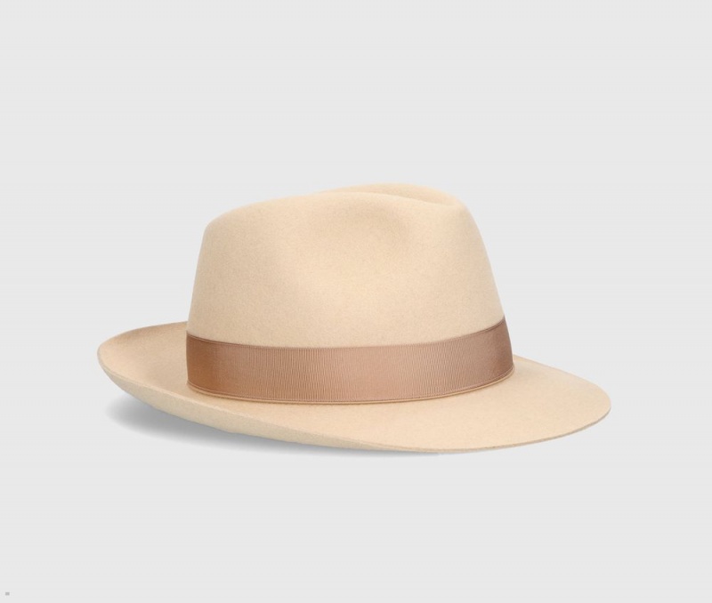 Chapeau Feutre Borsalino Federico Anello Medium Brim Marron | QEZ-55372094