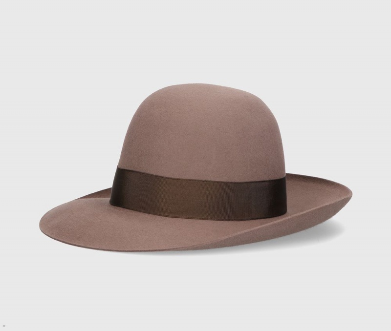 Chapeau Feutre Borsalino Eleonora Folar Large Brim Marron | OXU-57212373