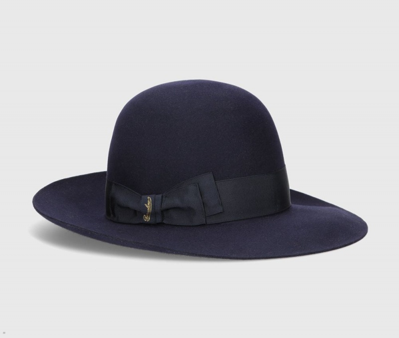 Chapeau Feutre Borsalino Eleonora Folar Large Brim Bleu Marine | NTN-14840019