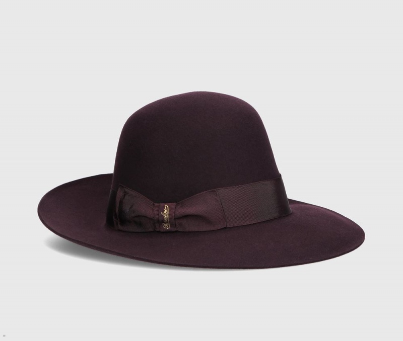 Chapeau Feutre Borsalino Eleonora Folar Large Brim Bordeaux | RPS-97643434