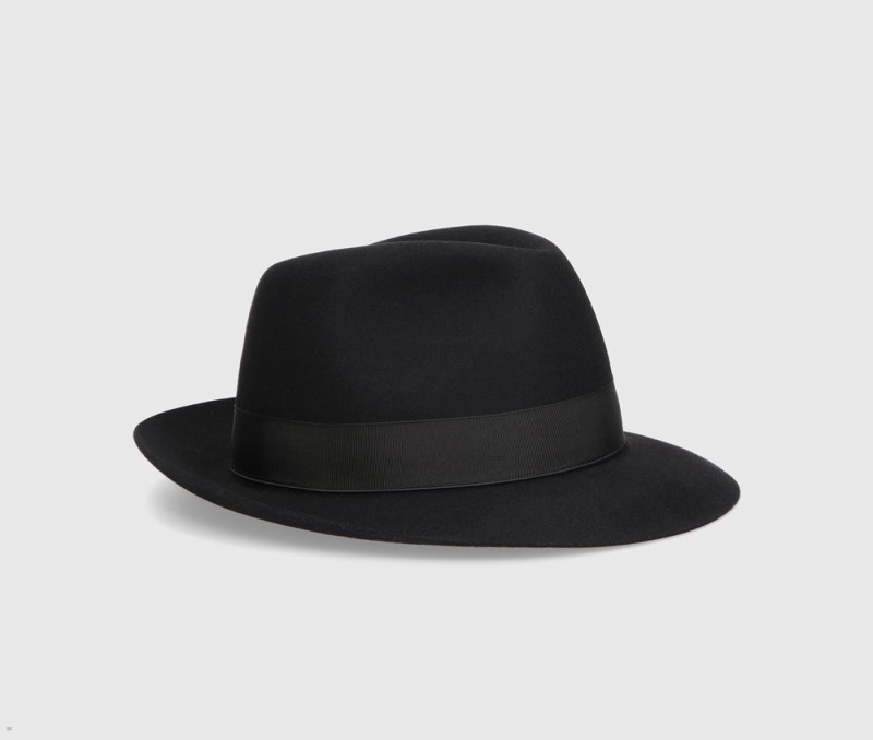 Chapeau Feutre Borsalino Federico Anello Medium Brim Noir | VNN-13021703