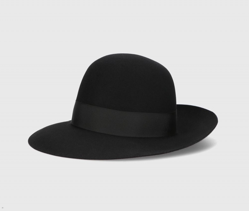 Chapeau Feutre Borsalino Eleonora Folar Large Brim Noir | PFA-44522576