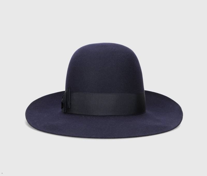 Chapeau Feutre Borsalino Eleonora Folar Large Brim Bleu Marine | NTN-14840019