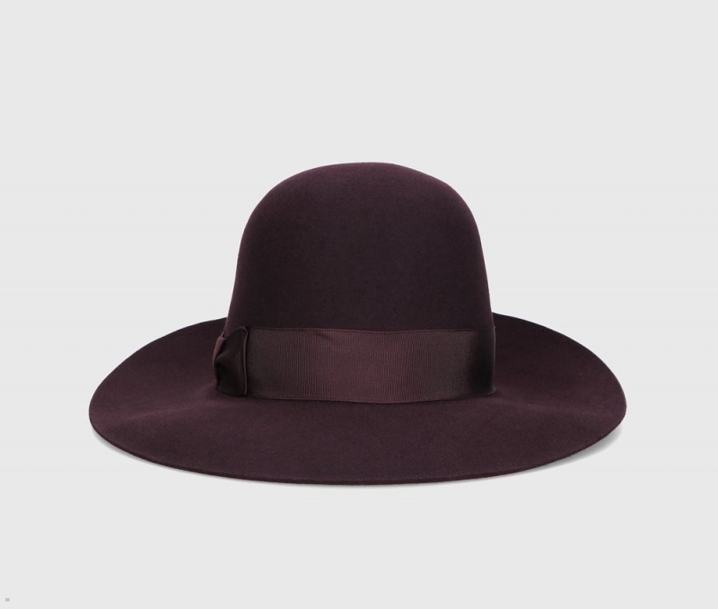 Chapeau Feutre Borsalino Eleonora Folar Large Brim Bordeaux | RPS-97643434