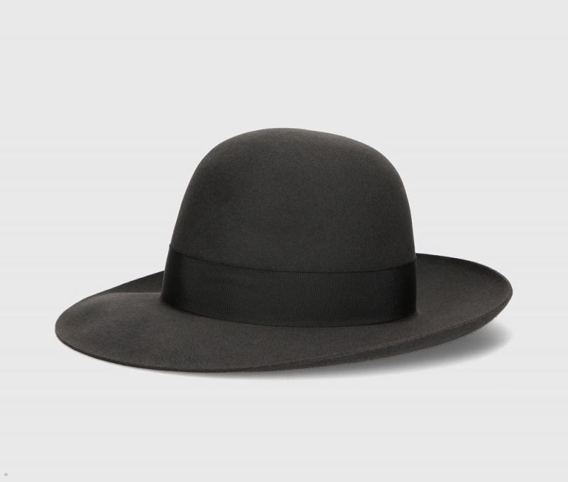 Chapeau Feutre Borsalino Eleonora Folar Large Brim Noir | GOJ-31413637