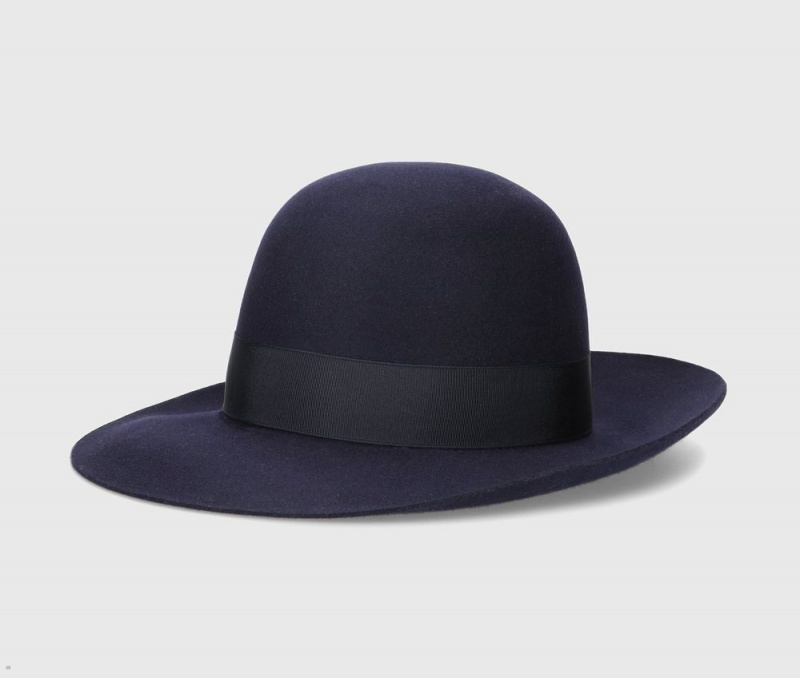 Chapeau Feutre Borsalino Eleonora Folar Large Brim Bleu Marine | NTN-14840019