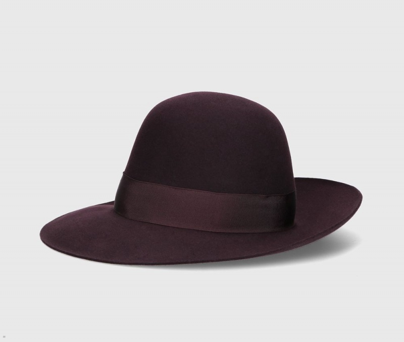 Chapeau Feutre Borsalino Eleonora Folar Large Brim Bordeaux | RPS-97643434