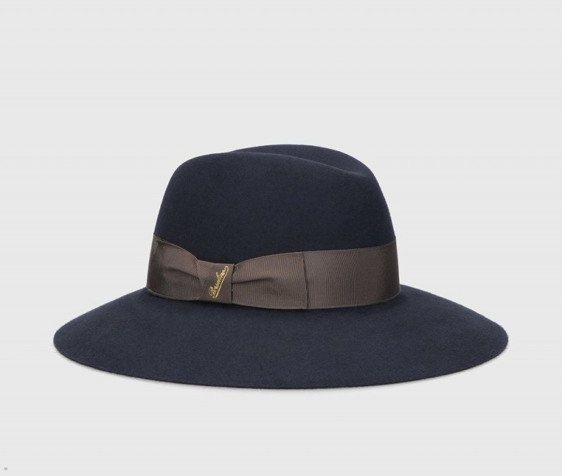 Chapeau Feutre Borsalino Claudette Brushed Bleu Marine | YRL-90098674