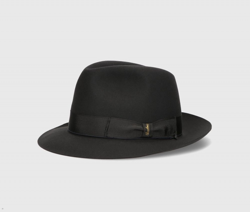 Chapeau Feutre Borsalino Beaver Medium Brim Noir | FXQ-13149414