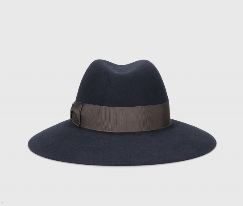 Chapeau Feutre Borsalino Claudette Brushed Bleu Marine | YRL-90098674