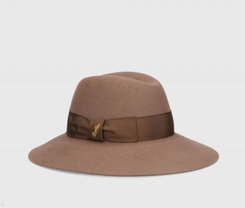 Chapeau Feutre Borsalino Claudette Brushed Marron | BRJ-10843862