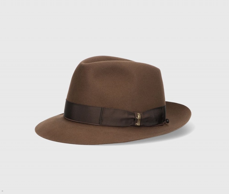 Chapeau Feutre Borsalino Beaver Medium Brim Marron Foncé | NGK-42422814