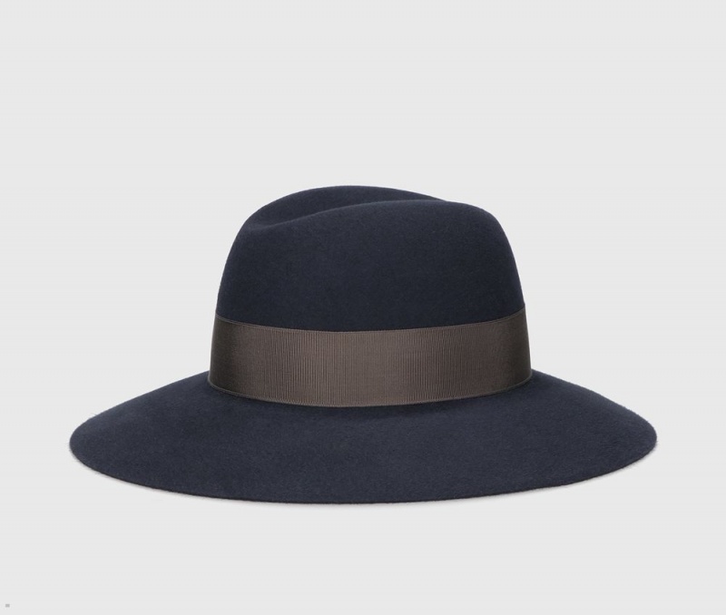 Chapeau Feutre Borsalino Claudette Brushed Bleu Marine | YRL-90098674