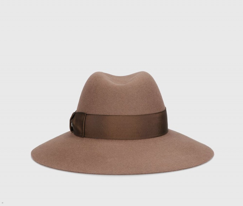 Chapeau Feutre Borsalino Claudette Brushed Marron | BRJ-10843862