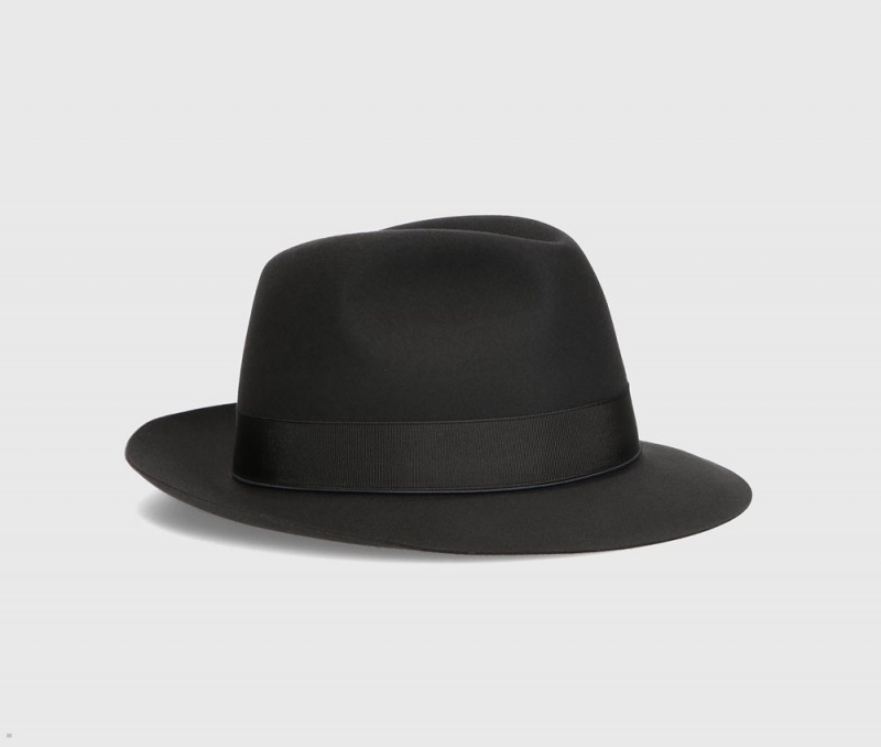 Chapeau Feutre Borsalino Beaver Medium Brim Noir | FXQ-13149414