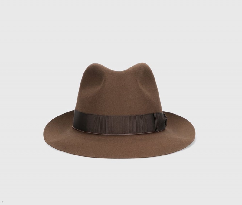 Chapeau Feutre Borsalino Beaver Medium Brim Marron Foncé | NGK-42422814