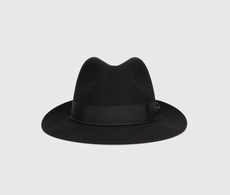 Chapeau Feutre Borsalino Beaver Medium Brim Noir | FMN-59559654