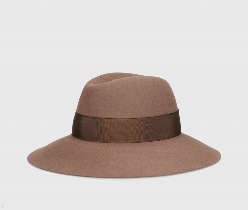 Chapeau Feutre Borsalino Claudette Brushed Marron | BRJ-10843862